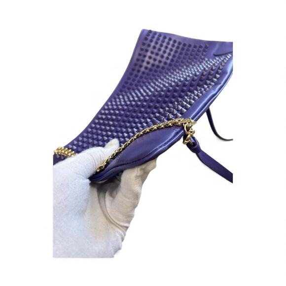 Christian Louboutin Chain shoulder Leather bag studs Spike Pouch Pik Pik Purple - Picture 9 of 10